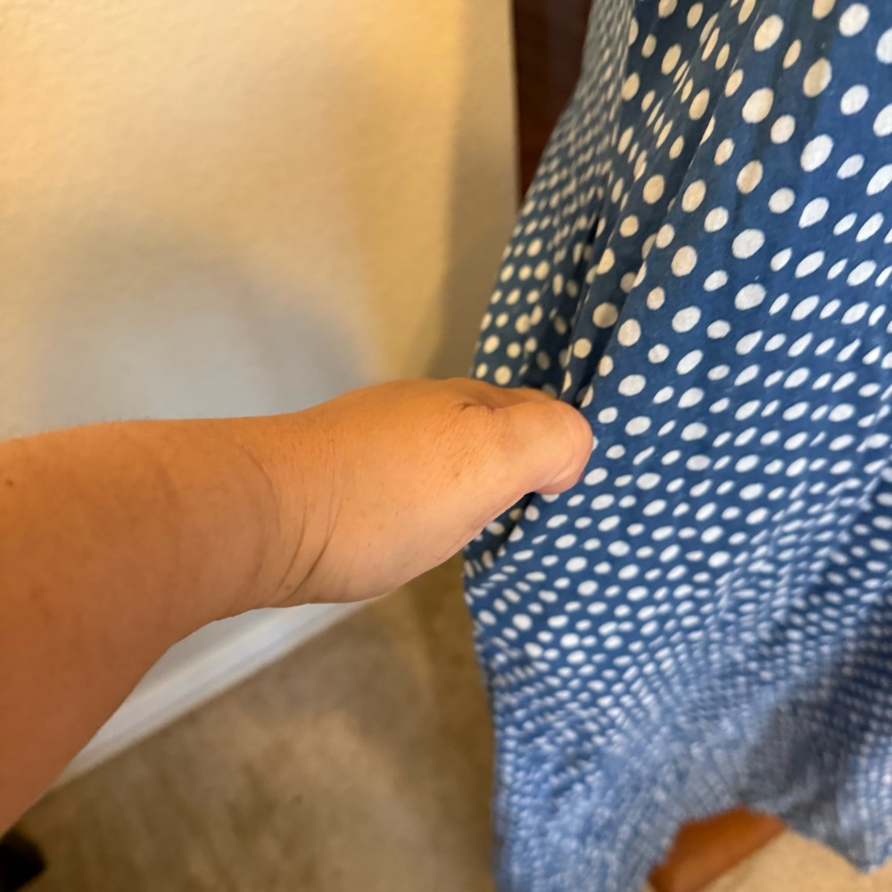 Blue Polka Dot Sleeveless Dress M/L island bungalow - Picture 6 of 12